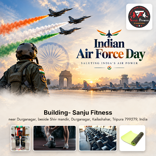 Celebrate Indian Air Force Day with Sanju Fitness. Achieve your fitness goals with expert persona… post image