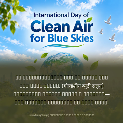 On International Day of Clean Air for Blue Skies, (गोल्डशीन ब्युटी सलून) GOLDSHEEN BEAUTY SALON &… post image