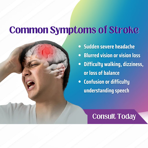 Common symptoms of a stroke include a sudden severe headache, blurred vision or vision loss, diff…