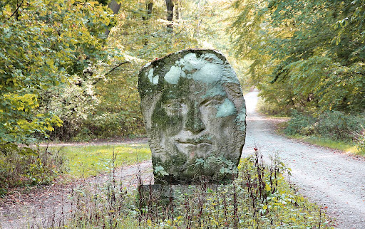 Januskopf, Steinskulptur von Magnus Kleine-Tebbe - Thumbnail
