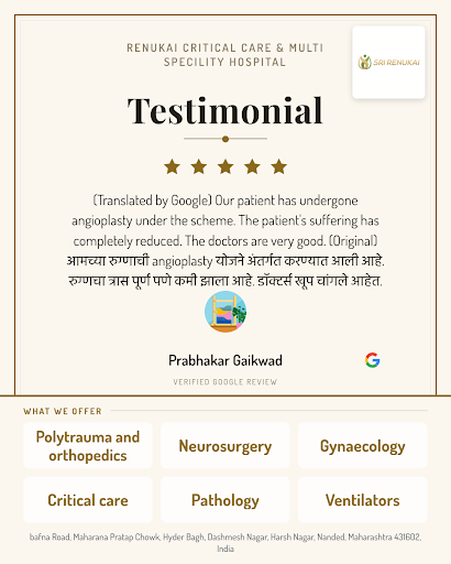 Prabhakar Gaikwad highly recommends Renukai Critical Care & Multi Specility Hospital in Nanded. H… post image