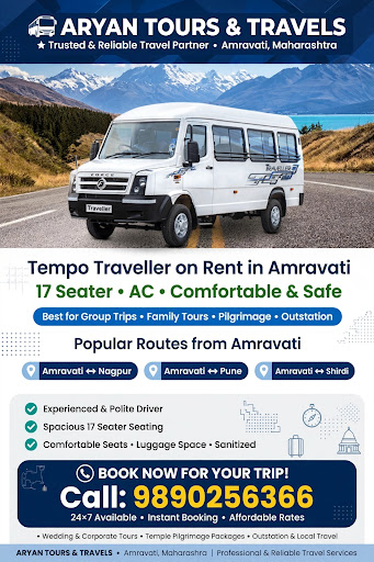 Tempo Traveller 17 Seater on rent in Amravati - Aryan Tours & Travels - Best for group trips, pil… post image