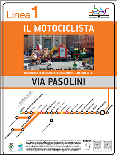 "il motociclista". Opera del Carnevale, società "Mazzagatti". MCP - Metropolitana Culturale Persicetana Gallery - Italy