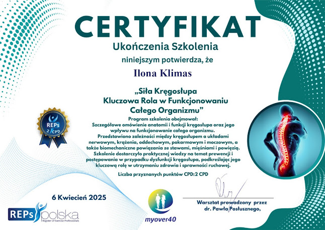 Ilona Klimas - Trener Medyczny i Terapeuta Ruchowy - Klub fitness