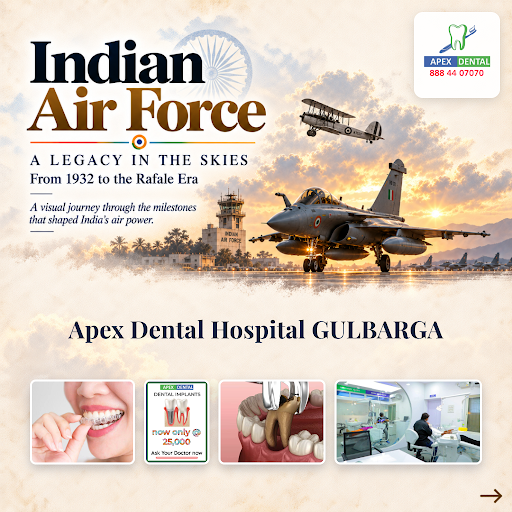 Celebrating Indian Air Force Day with gratitude and respect. At Apex Dental Hospital Gulbarga, we… post image