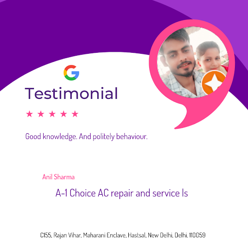 "Anil Sharma from New Delhi shares his exceptional experience with A-1 Choice AC repair and servi… post image