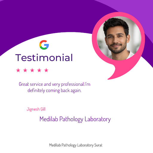 Jignesh Gill, a satisfied customer from Surat, recommends Medilab Pathology Laboratory for their…