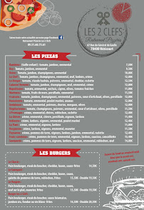 Menu Restaurant Pizzeria Les 2 Clefs Page 1