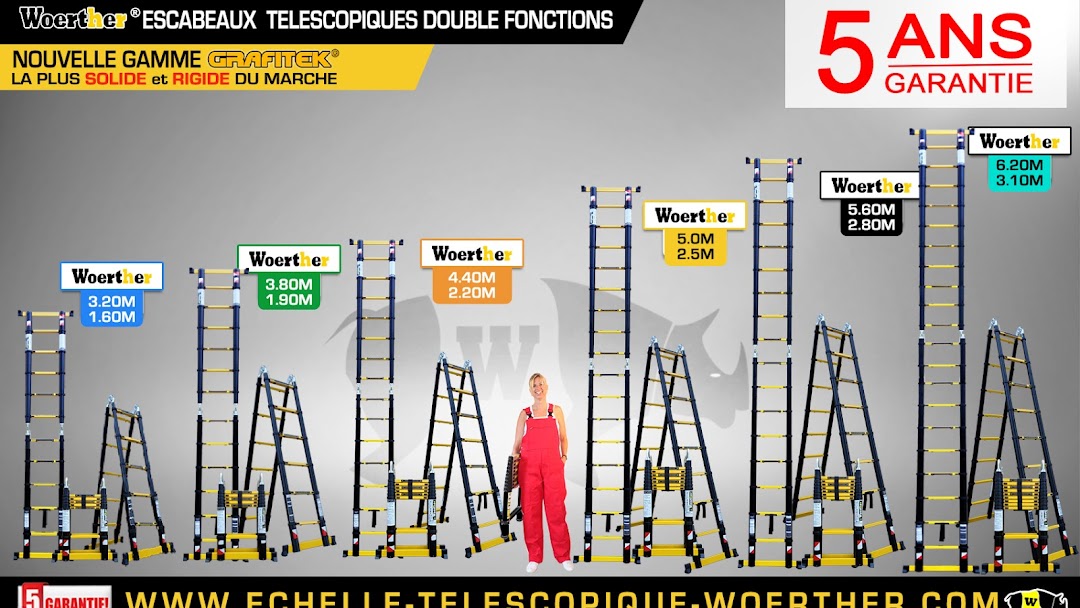 WOERTHER - N°1 de l'ÉCHELLE TÉLESCOPIQUE et de l'ESCABEAU TÉLESCOPIQUE -  Magasin De Bricolage Et De Décoration à Vélines