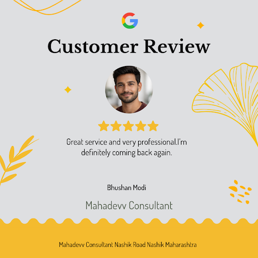 Bhushan Modi from Nashik shares his exceptional experience at Mahadevv Consultant, the best shop…
