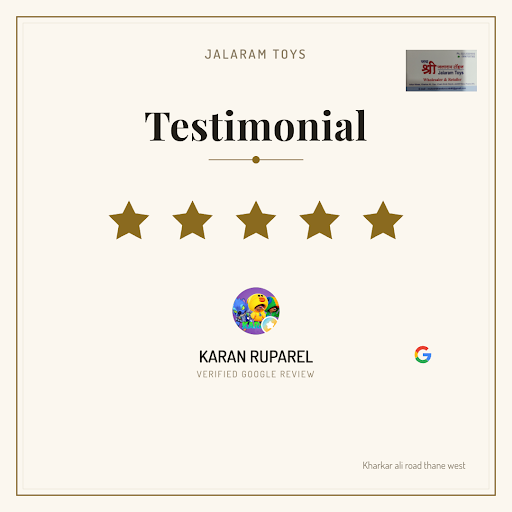Karan Ruparel, a delighted customer from Thane, gives Jalaram Toys a 5-star rating! He raved abou… post image