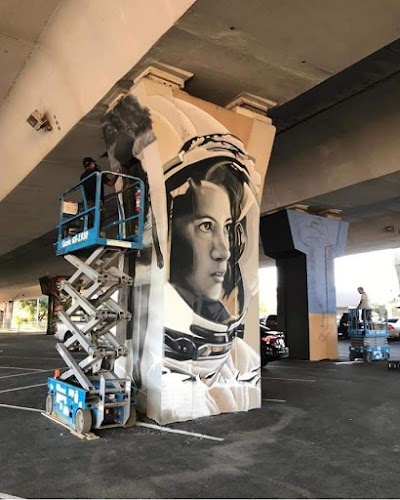 Mike Comp’s pillar mural (daughter ballerina graduate & astronaut)