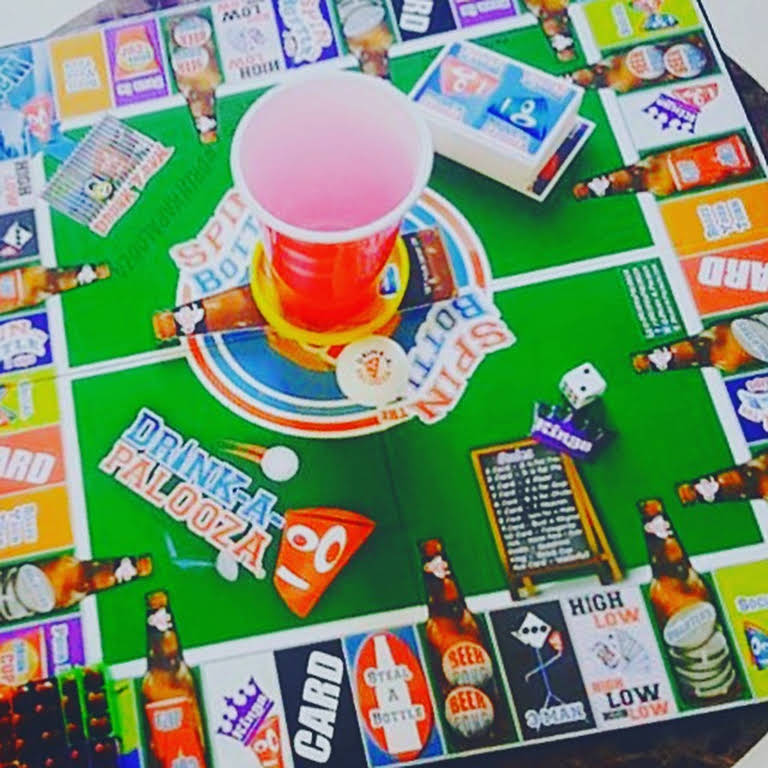 DRINK-A-PALOOZA Board Game: Fun Drinking Games for Couples Game Night  The  Drinking Board Game for Parties That Combines Beer Pong + Flip Cup + Kings  Cup Card Game and All The