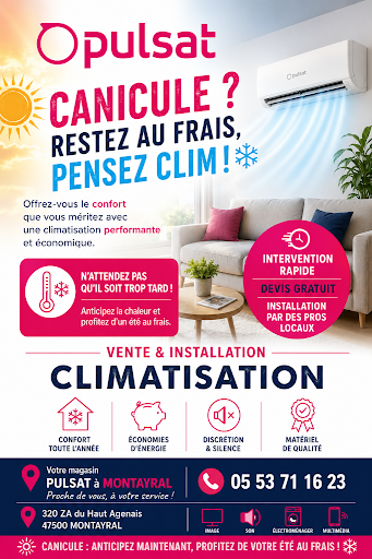Découvrez notre nouvelle affiche dédiée à la climatisation ! Profitez d’un environnement confortable en toute saison grâce à nos solutions innovantes et performantes. Nos experts vous accompagnent dans le choix et l’installation de votre système, adapté à vos besoins. Ne laissez plus la chaleur ou le froid perturber votre quotidien. Contactez nous dès aujourd’hui pour un devis personnalisé et profitez d’une efficacité optimale. Votre confort est notre priorité.