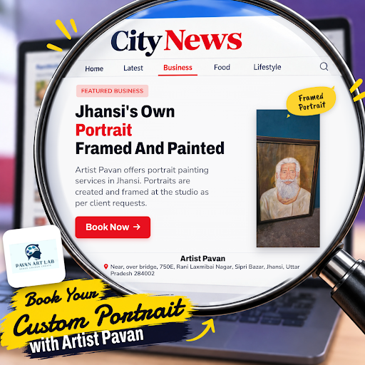 Artist Pavan in Jhansi specializes in custom portrait painting and framing, creating unique walla… post image