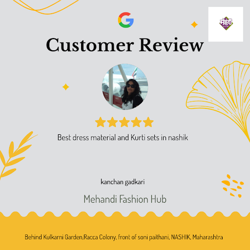 At Mehandi Fashion Hub in NASHIK, Kanchan raves about our exceptional service, giving us a 5-star…
