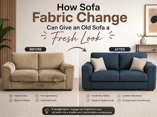 Changing the fabric is one way to refresh the appearance of an old sofa while keeping its existin…