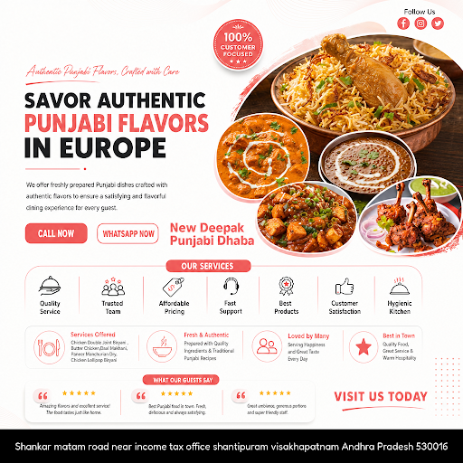 Savor the rich flavors of Chicken Lollipop Biryani at New Deepak Punjabi Dhaba, complemented by o…
