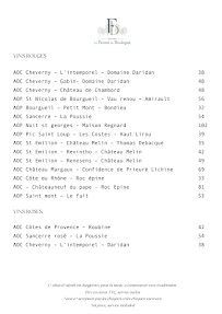 Menu La Ferme de Boulogne Page 1