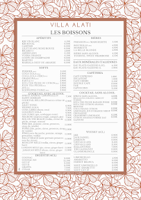 Menu Villa Alati - Restaurant Italien Montrouge Page 1