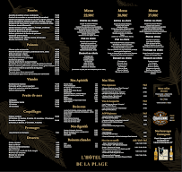 Menu Restaurant de L'Hotel de la Plage Page 1