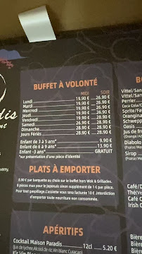 Menu Restaurant Paradis Taverny Page 1