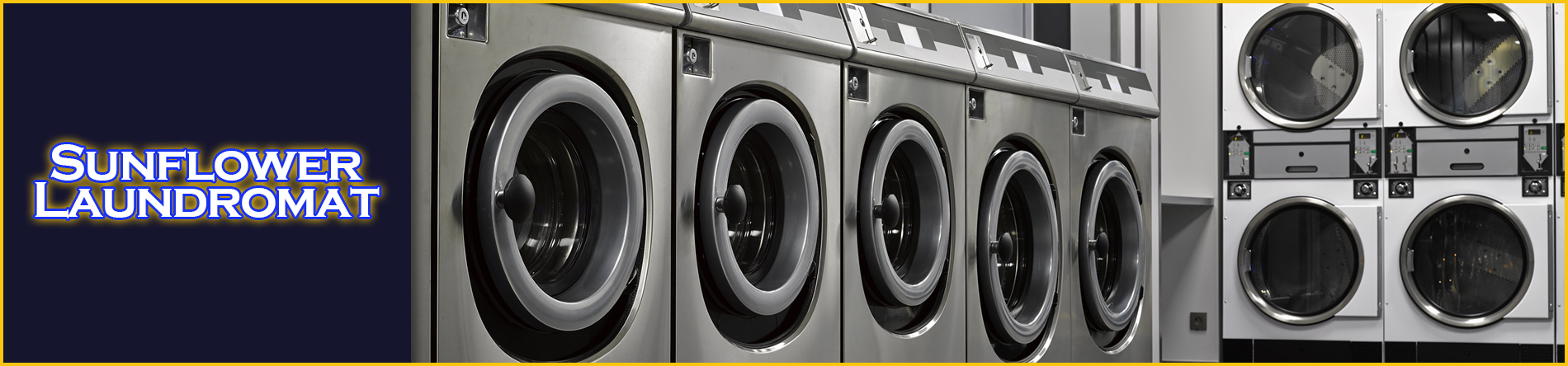 Clean laundry equipment at Sunflower Laundromat in Brooklyn, NY