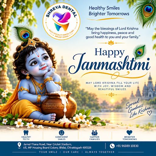 Warm Krishna Janmashtami wishes from Shreya Dental and MultiSpeciality Clinic! May Lord Krishna f… post image