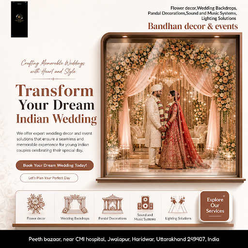 Bandhan Decor & Events offers expert pandal decorations as your trusted Haridwar wedding planner… post image