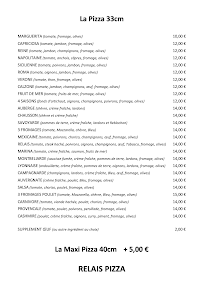 Menu Relais pizza Page 1
