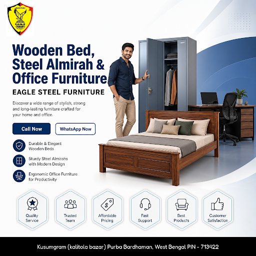 EAGLE STEEL FURNITURE offers quality wooden beds, steel almirahs, and office furniture to elevate… post image