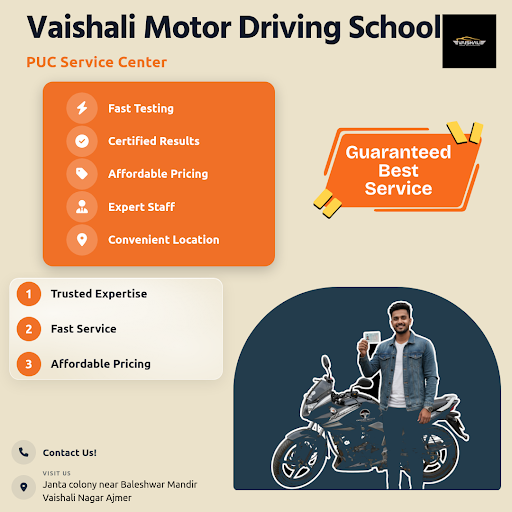 Vaishali Motor Driving School offers comprehensive PUC services, RTO assistance, vehicle insuranc… post image