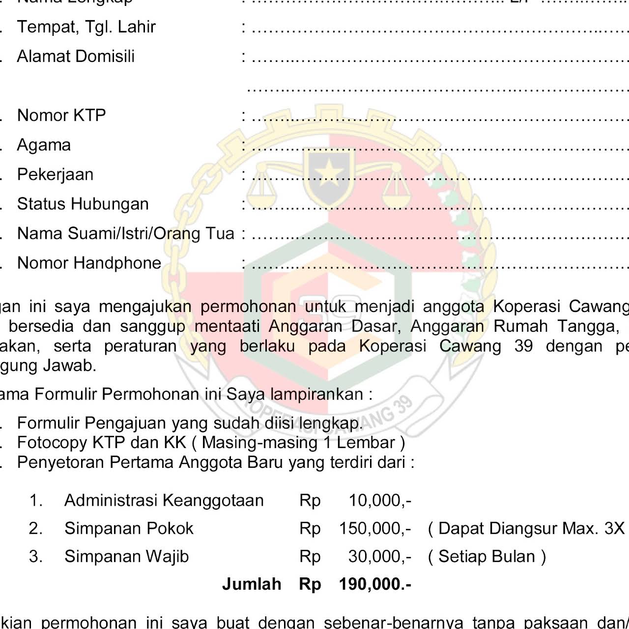 Koperasi Cawang 39 Koperasi Simpan Pinjam