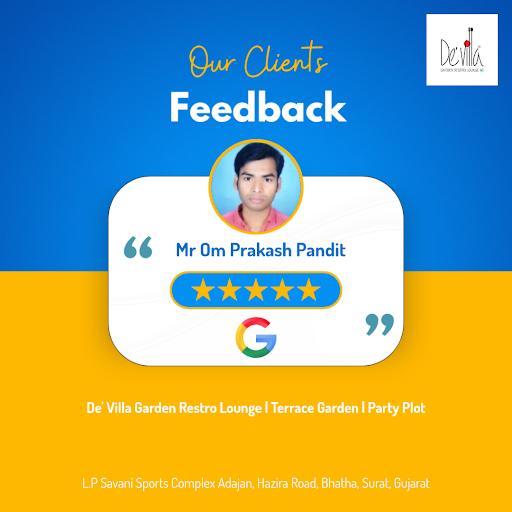 Mr Om, a delighted diner from Surat, raves about the exceptional service at De' Villa Garden Rest…