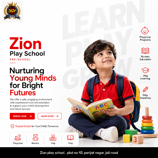 Zion Play School offers engaging playgroup and nursery programs, along with daycare, kindergarten…
