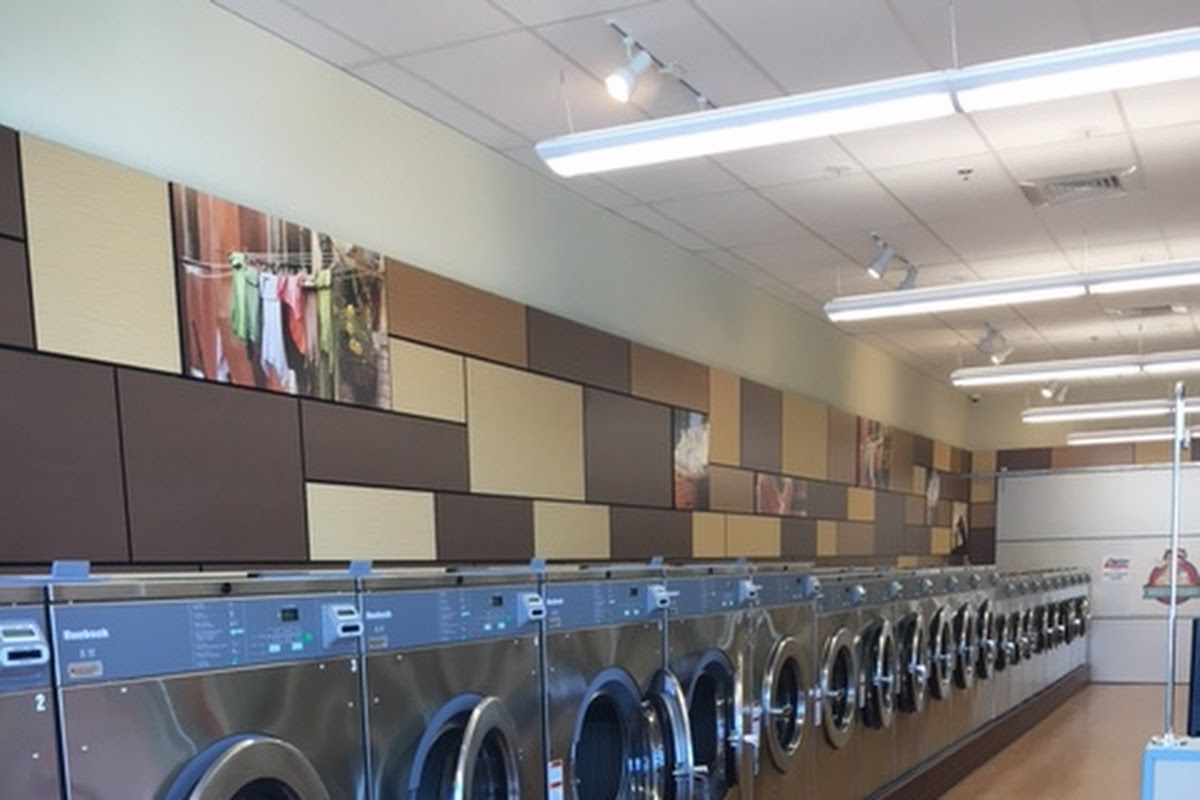 Grime Busters laundromat interior in Waterbury, CT
