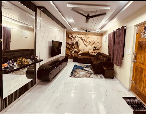 3Bhk interiors with Wallpaper at MVP colony visakhapatnam by Ramsai interiors post image