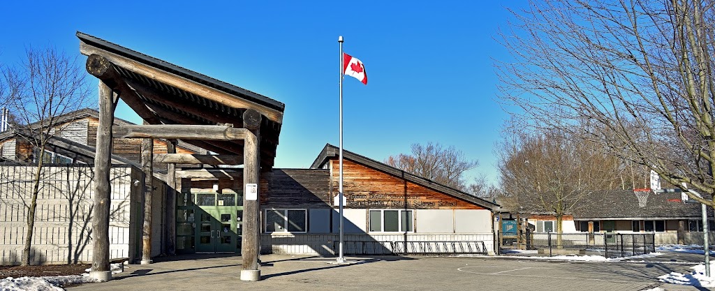 Natural public. Школа в Канаде на Вуд стрит в Торонто с орлами. MACKILLOP public  School Toronto.