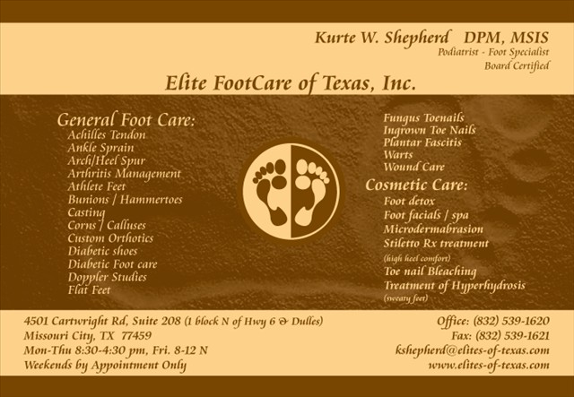 Kurte W Shepherd Dpm Elite Footcare Of Texas Inc
