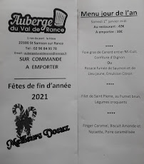 Menu AUBERGE DU VAL DE RANCE (restaurant) Page 1