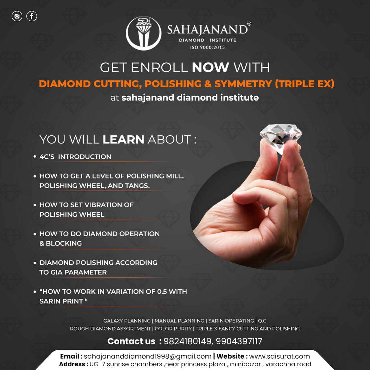 Sahajanand Diamond Institute / Diamond Class GIVING TRAINING ON ROUGH