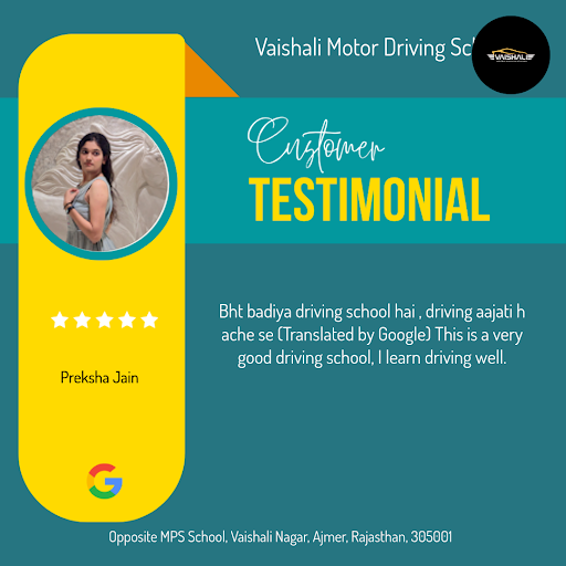 "Preksha Jain from Ajmer shares her amazing experience with Vaishali Motor Driving School! She lo… post image