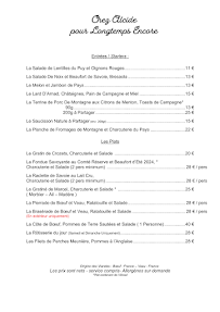 Menu Restaurant Chez Alcide Page 1