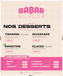 Menu Babar Burger Orléans - Smash Burger Page 2
