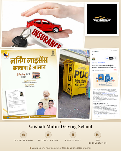Vaishali Motor Driving School offers comprehensive driving training, PUC center, vehicle insuranc… post image