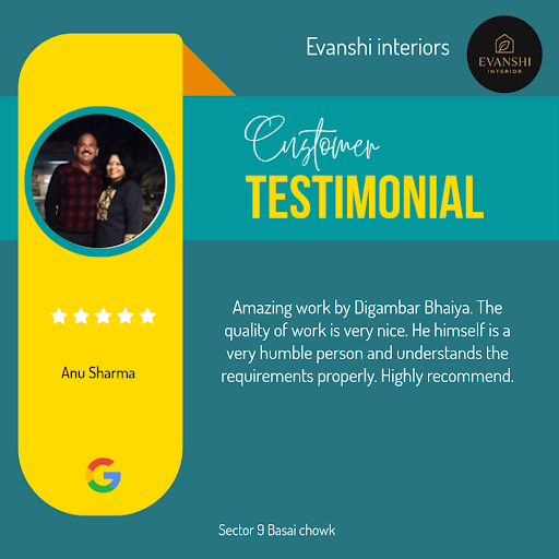 Anu Sharma from Gurugram highly recommends Evanshi Interiors for their exceptional service. From… post image