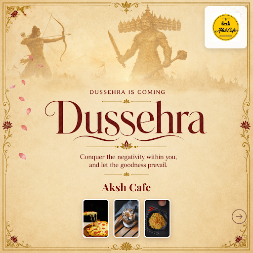 Celebrate Dussehra at Aksh Cafe, your favorite breakfast places near me, where hearty pizzas, fla… post image