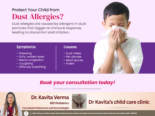Dust allergies can cause discomfort for children, leading to symptoms like sneezing, itchy eyes,… post image