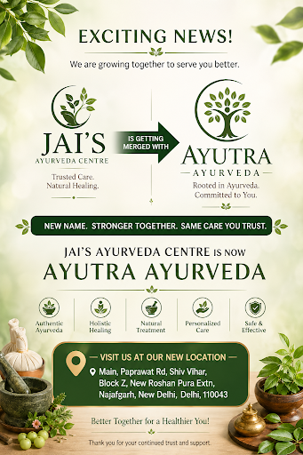 Jai’s ayurveda centre is getting merged with AYUTRA AYURVEDA post image