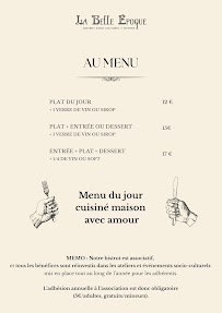 Menu La Belle Epoque de Noyers Page 1